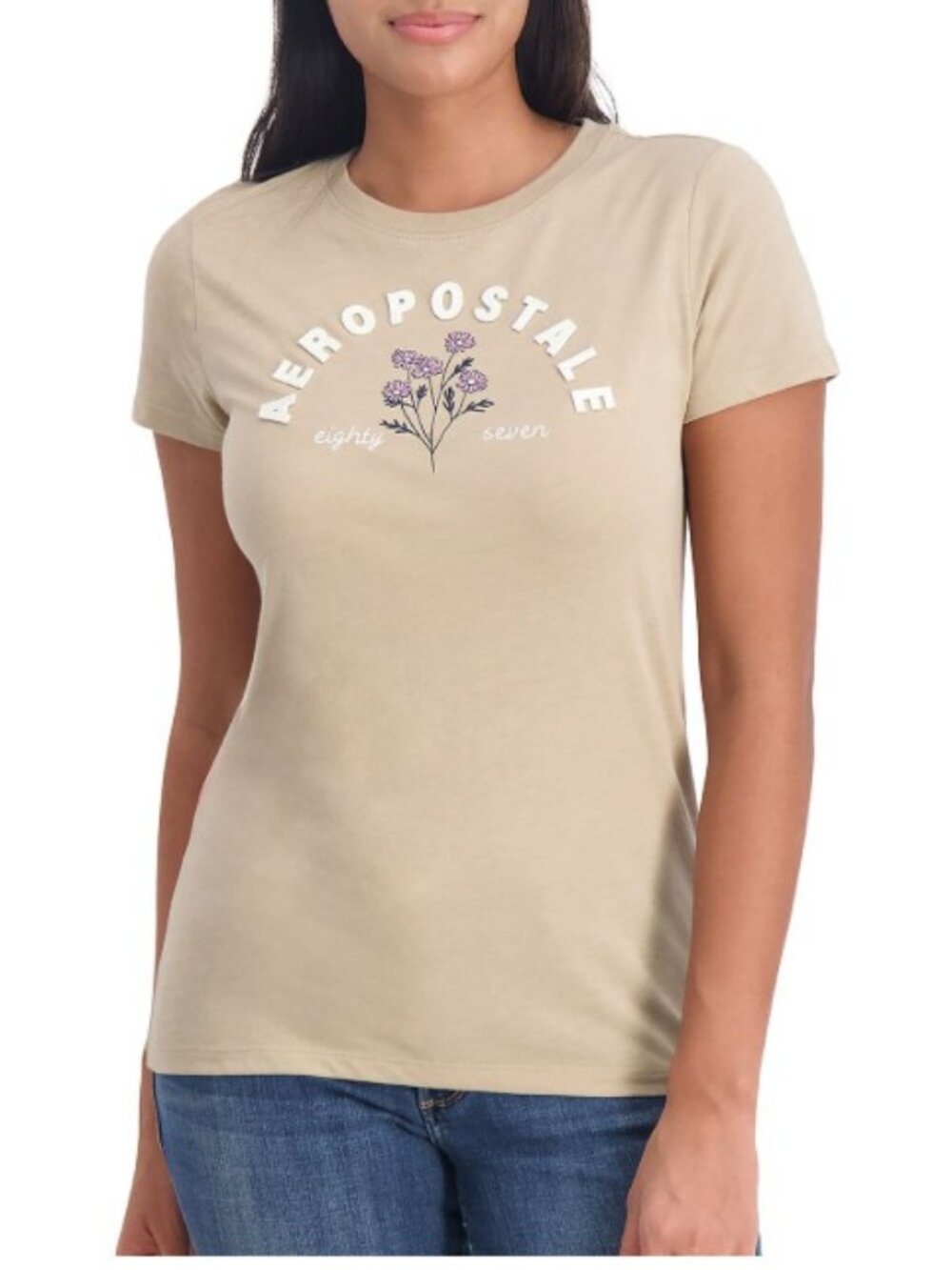 Aéropostale Women's Tan Graphic Tee-Size XS-NWT
